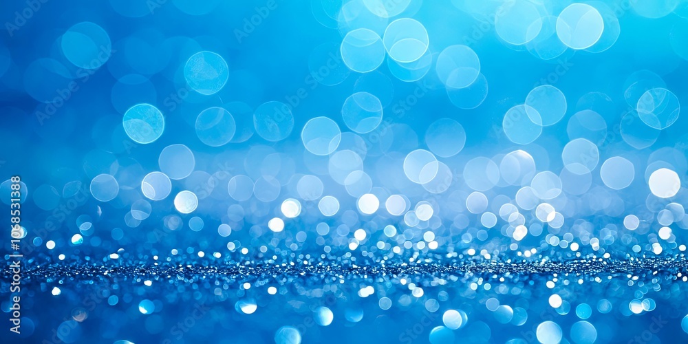A mesmerizing panorama of shimmering blue sparkles and ethereal bokeh circles, creating a dreamy and enchanting atmosphere.