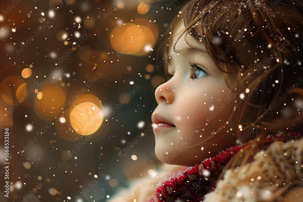 Child celebrate winter holidays eve enjoy christmas atmosphere time ai generative