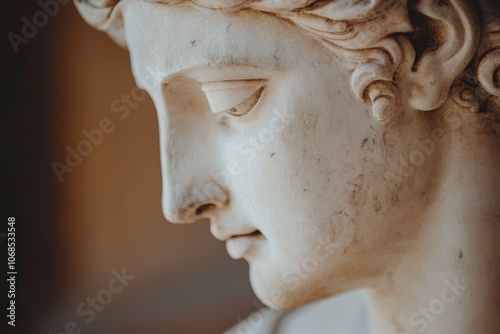 Close-Up of Antique Statue in Raw Style