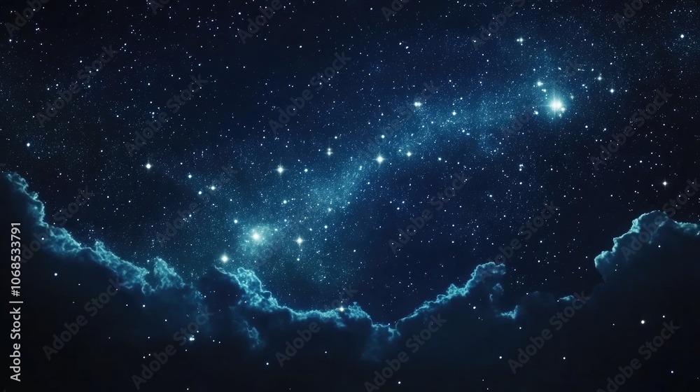 A stunning view of a dark night sky filled with twinkling stars and wispy clouds.