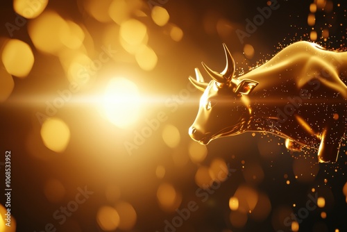 The symbolism of the golden bull icon in stock market finance for investors and traders