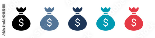 Money bag icon set vector illustration.