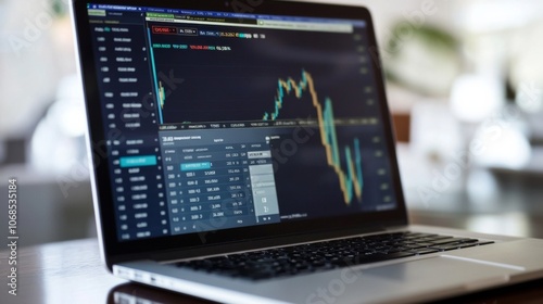 Wallpaper Mural Laptop displaying stock market data Torontodigital.ca