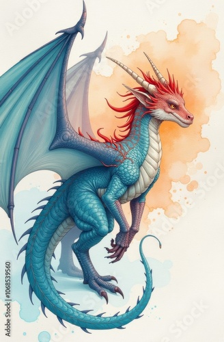 Images of fantastic creatures such as dragons. A great choice for fans of fantasy and role-playing games. Vertical image. Print, wallpaper, background.