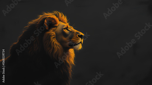 portrait of a lion in dark