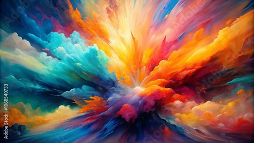 An Abstract Explosion of Colors, A Symphony of Hues and Shades in a Dynamic Composition