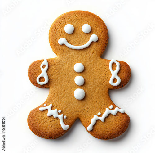 Gingerbread man cookie isolated on a white background, 