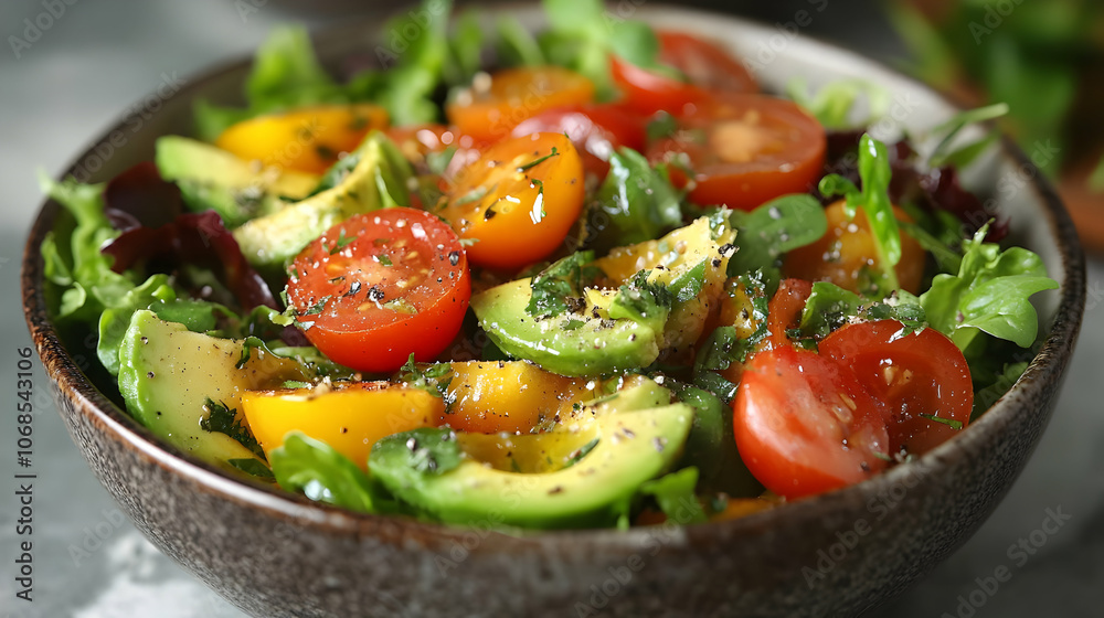 Photo: Fresh Avocado, Tomato, and Greens Salad Photo: Fresh Avocado, Tomato, and Greens Salad