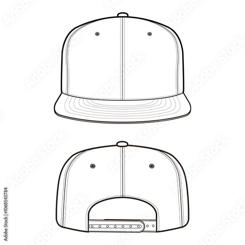 Flat brim snapback front and back view vector illustration

