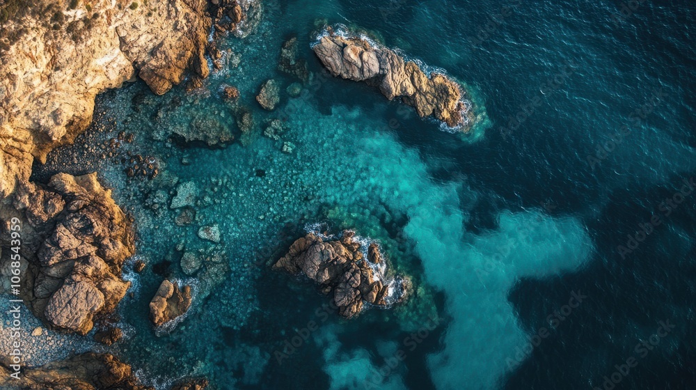 Coastal cliffs and clear blue water in December, capturing the beauty of a Mediterranean winter Coastal cliffs and clear blue water in December, capturing the beauty of a Mediterranean winter