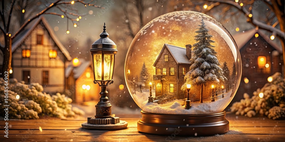 A snow globe captures the essence of a cozy winter scene, with a quaint house nestled amidst snow-covered trees and twinkling lights, all illuminated by a warm glow, creating a magical ambiance. A snow globe captures the essence of a cozy winter scene, with a quaint house nestled amidst snow-covered trees and twinkling lights, all illuminated by a warm glow, creating a magical ambiance.