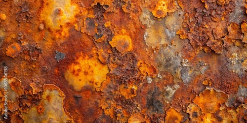 Abstract Texture of Time, a symphony of orange, brown, and grey hues, depicting the passage of time through the intricate patterns of weathered metal