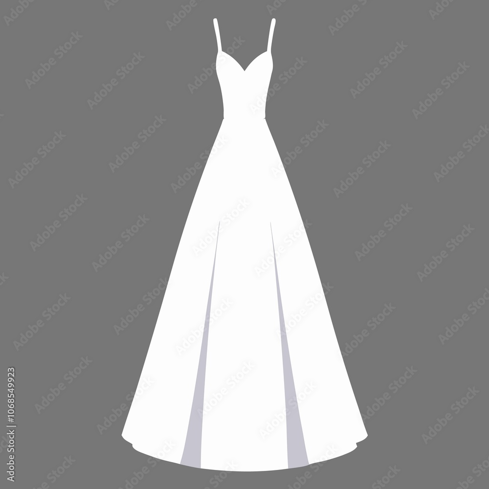 Midi dress. Fashion sketch. Vector illustration. Flat technical drawing. Mockup template.Women dresses mockup, white or black long gown Midi dress. Fashion sketch. Vector illustration. Flat technical drawing. Mockup template.Women dresses mockup, white or black long gown