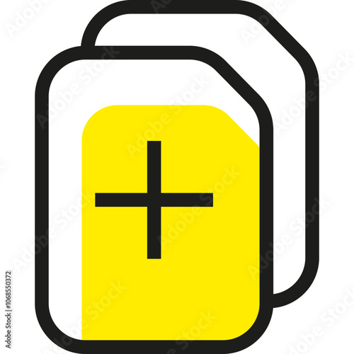 Yellow and White Paper Clip Design Symbolizing Addition or Enhancement in Office Supplies and Stationery