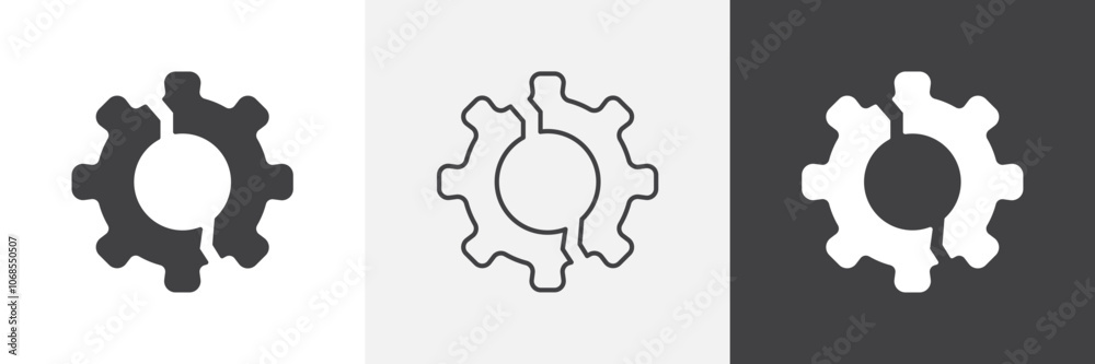 Broken gear icon set. vector illustration. Broken gear icon set. vector illustration.