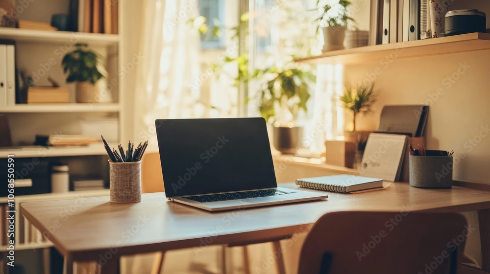 Clean and Minimal Modern Workspace with Laptop Clean and Minimal Modern Workspace with Laptop
