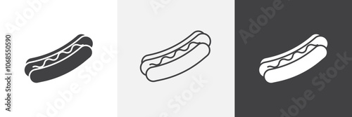 Hot dog icon vector set for ui designs