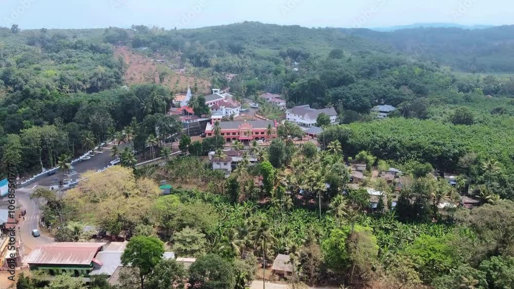 Areal view of a Christian church in a scenic location