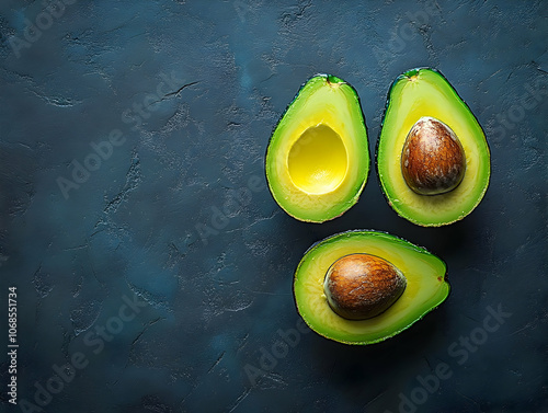 Photo Avocado Halves and Pit on Dark Background photo