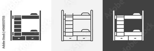 Bunk bed icon set. vector illustration.