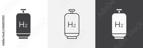 Hydrogen gas tank icon set. vector illustration.