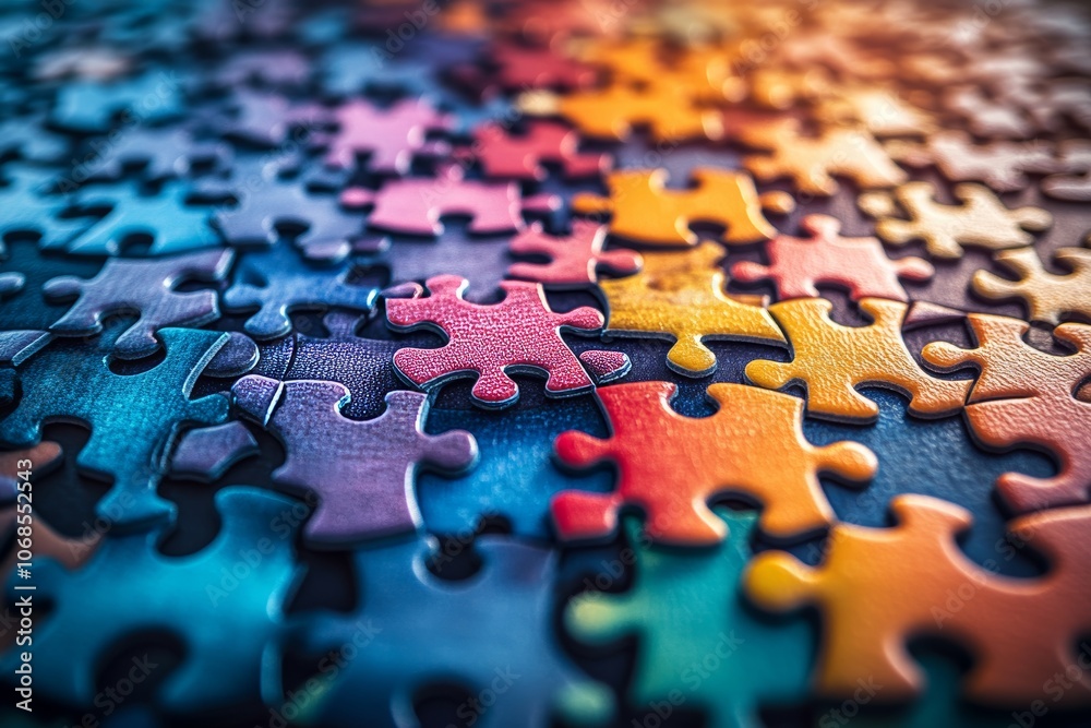 An abstract image of floating puzzle pieces. Generative AI An abstract image of floating puzzle pieces. Generative AI