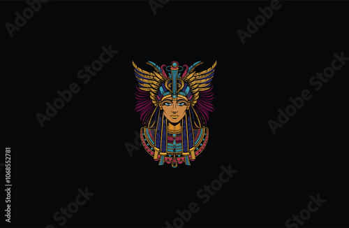 Ancient egyptian god and goddess logo design vector