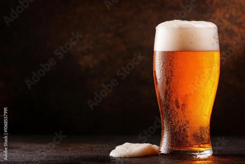 Various angles of beer glasses with foam and condensation photo