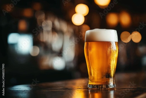 Various angles of beer glasses with foam and condensation