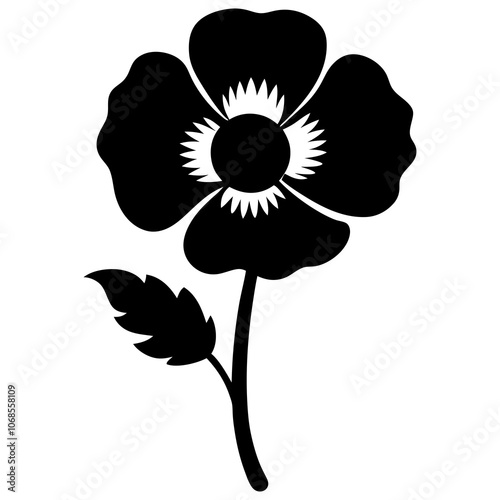 Poppy flower silhouette vector illustration 