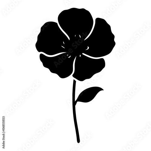 Poppy flower silhouette vector illustration 