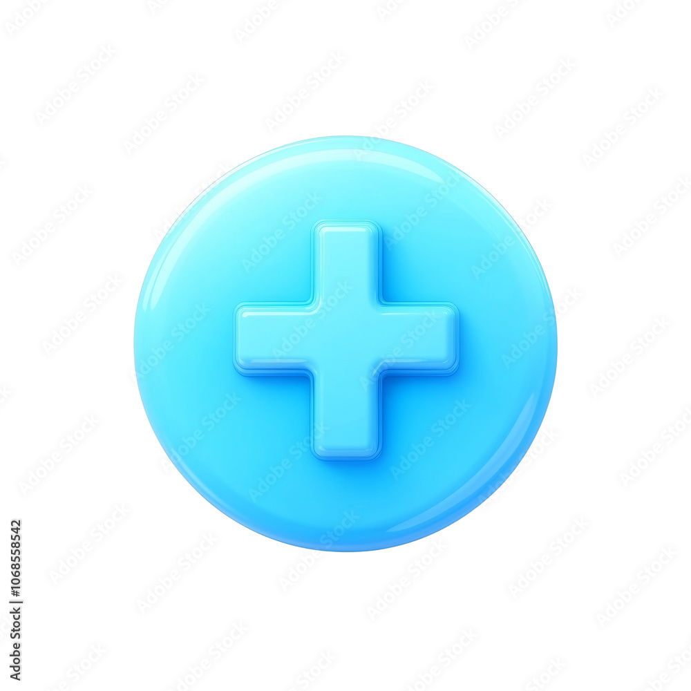 Fototapeta premium 3D Add/Plus Button with Medical Cross