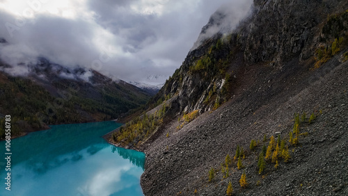 mountain lake Shavlinskoye in Altai in autumn photo