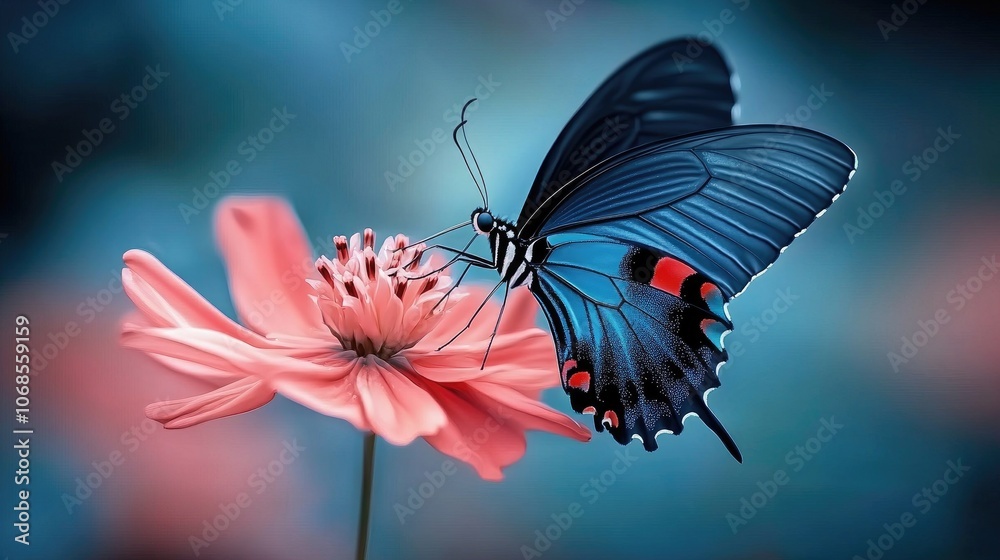 Vibrant Butterfly on Delicate Flower Blossom