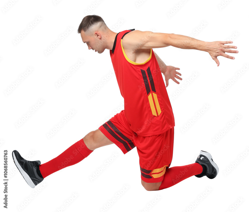 Football player in sportswear training on white background Football player in sportswear training on white background