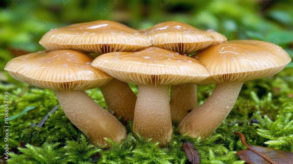 Close-Up of Brown Mushrooms in a Natural Setting Close-Up of Brown Mushrooms in a Natural Setting