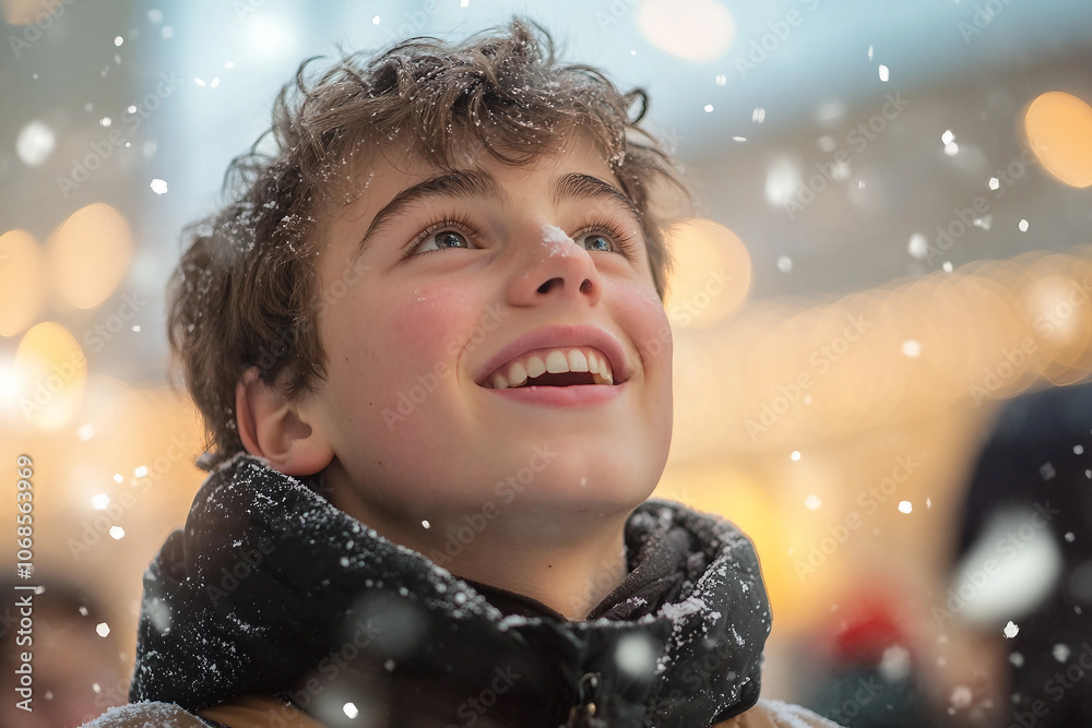 Generative AI close-up of a smiling schoolgirl schoolboy teenager at festive New Year celebration party at school Generative AI close-up of a smiling schoolgirl schoolboy teenager at festive New Year celebration party at school