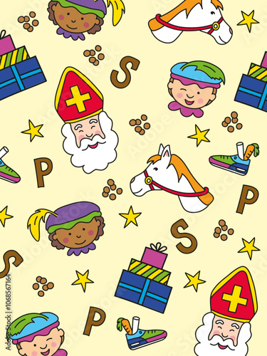 Dutch Sinterklaas Illustrations pattern photo