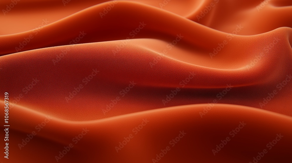 Fototapeta premium Elegant Orange Fabric with Flowing Folds and Soft Texture in Close-Up