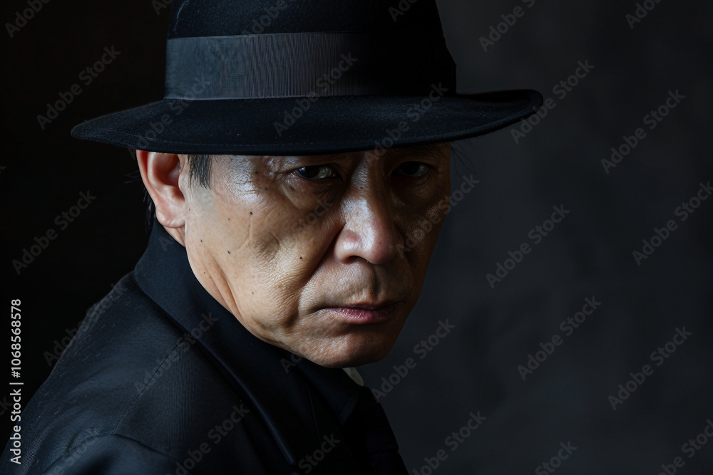 Generative AI Portrait of Man in Retro Detective Style, Noir Film Character Look Generative AI Portrait of Man in Retro Detective Style, Noir Film Character Look