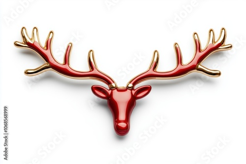 a Christmas stocking hanger shaped like a reindeer, decorative and functional, isolated on white background photo