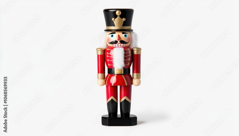 a nutcracker soldier in traditional attire, classic Christmas figure, holiday decor, isolated on white background a nutcracker soldier in traditional attire, classic Christmas figure, holiday decor, isolated on white background