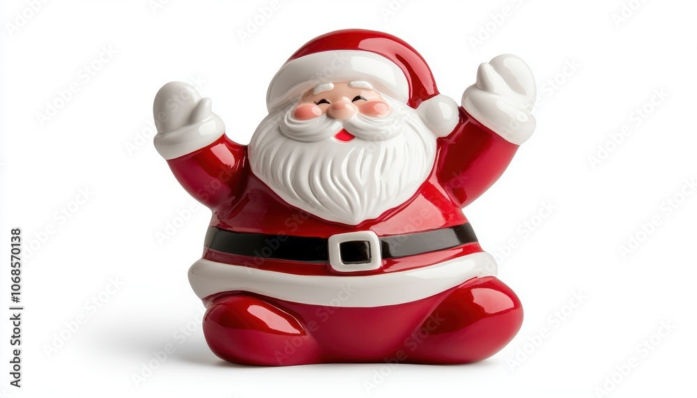a Santa figurine with gift bag, cheerful and jolly holiday decor, isolated on white background a Santa figurine with gift bag, cheerful and jolly holiday decor, isolated on white background