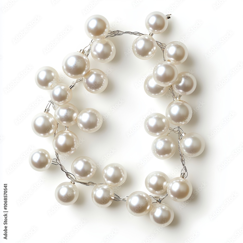 a string of pearl garland, elegant and timeless, adds sophistication to holiday decor, isolated on white background a string of pearl garland, elegant and timeless, adds sophistication to holiday decor, isolated on white background