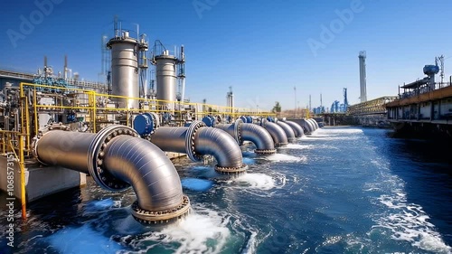 An industrial refinery processes oil, showcasing the intersection of energy and the environment.