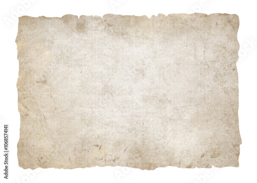 Vintage worn scratched paper texture. Old antique paper or parchment background with ripped jagged edges