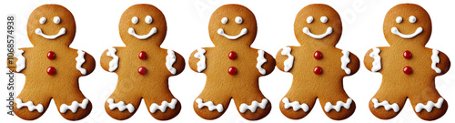 Gingerbread man cookie isolated on a transparent background,