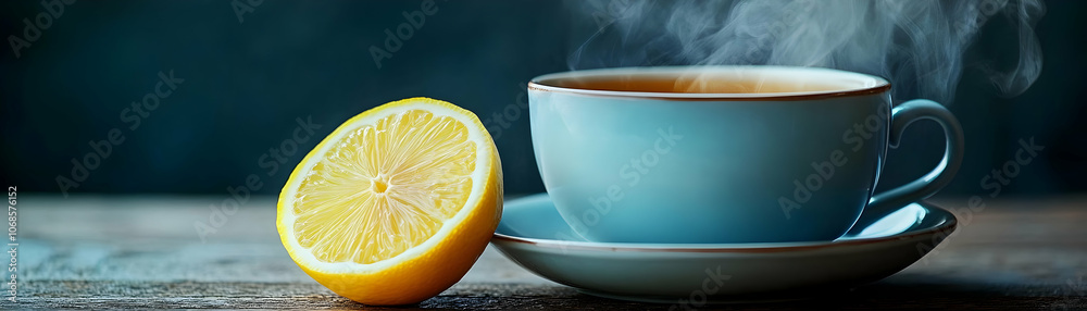 Photo, Steaming Hot Tea with Lemon Photo, Steaming Hot Tea with Lemon