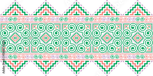 Hmong ethnic pattern, snail pattern, designed to imitate the original Hmong pattern, used in designing clothes, bags, etc.