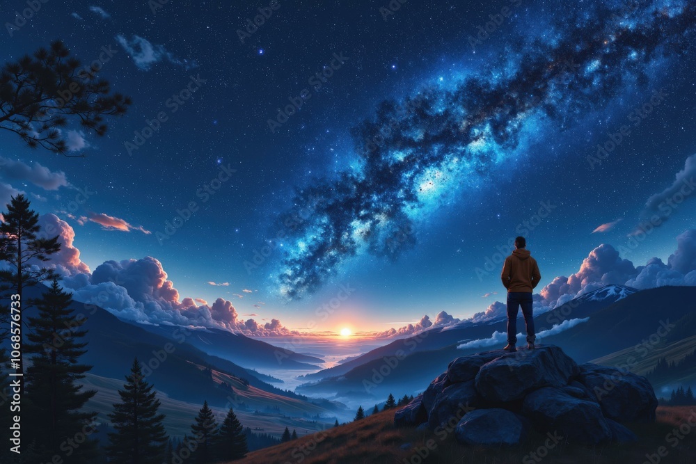 Awe-Inspiring Night Sky Over Mountain Range: Stargazing Adventure for Wall Art and Desktop Backgrounds Awe-Inspiring Night Sky Over Mountain Range: Stargazing Adventure for Wall Art and Desktop Backgrounds
